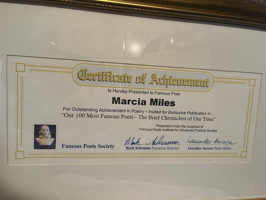 marcia famous poet certificate